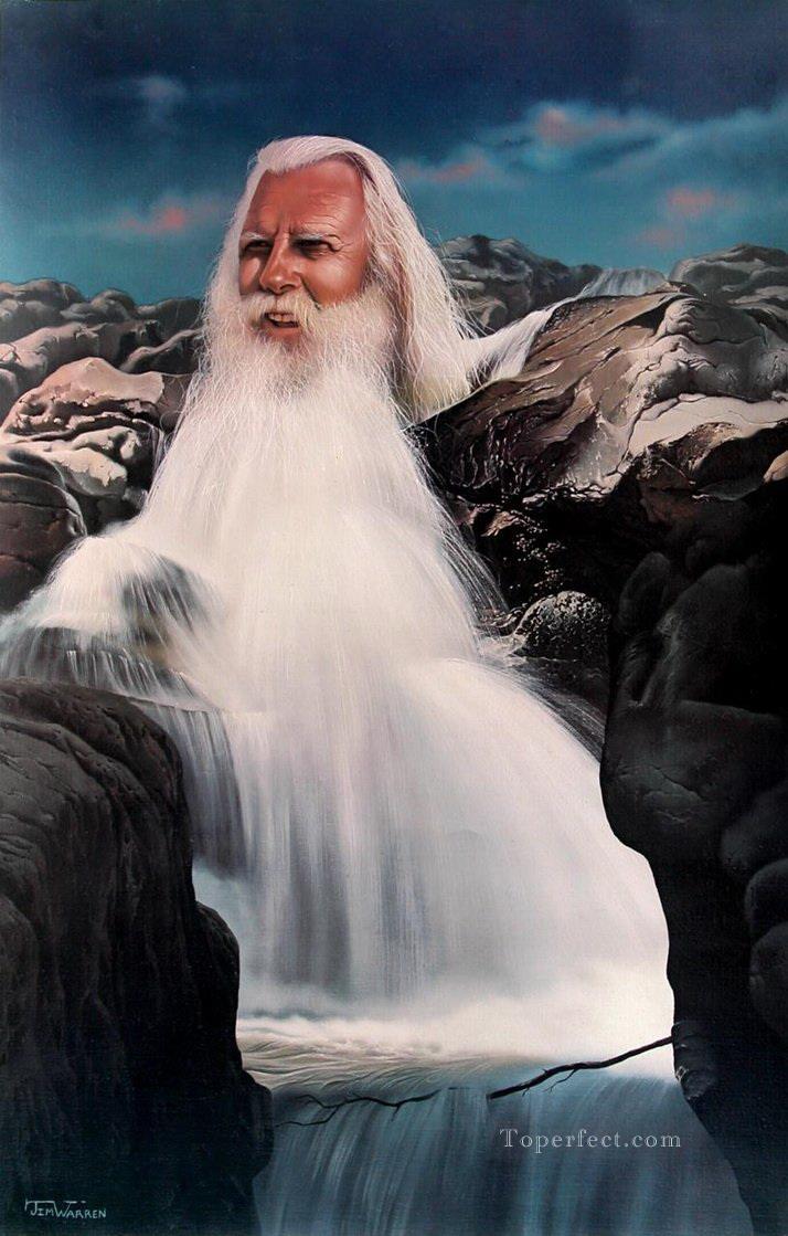 man of waterfall Fantasy Oil Paintings